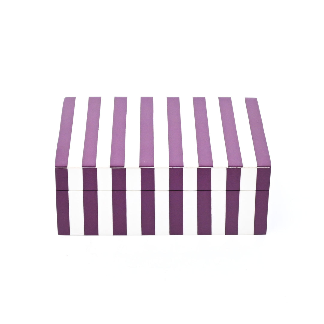 Purple Striped Resin Storage Box Glossy MDF Decorative Case