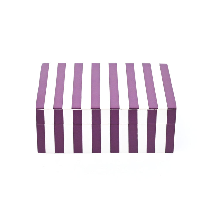 Purple Striped Resin Storage Box Glossy MDF Decorative Case