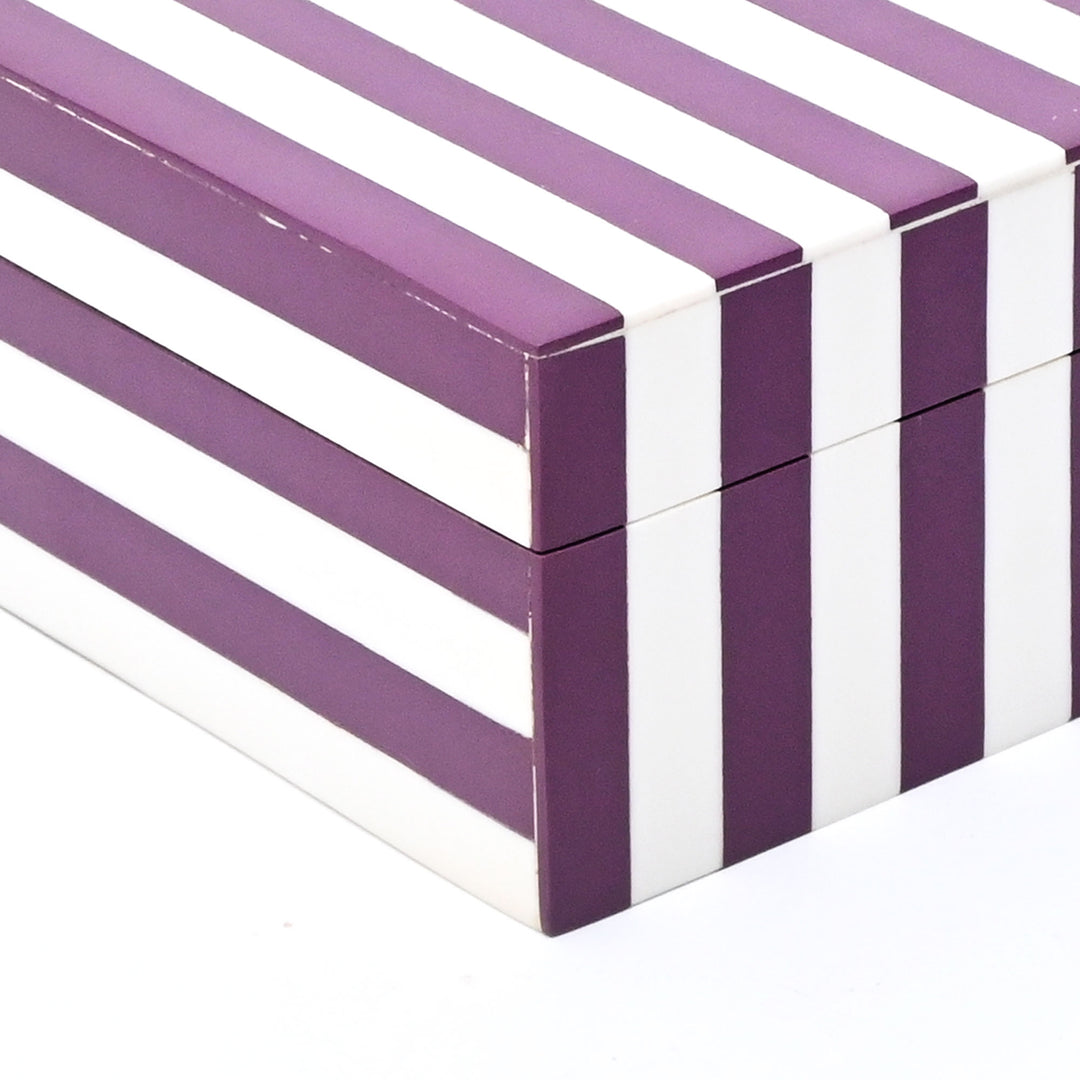Purple Striped Resin Storage Box Glossy MDF Decorative Case