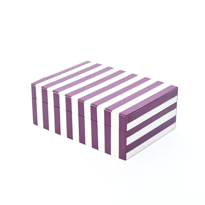 Purple Striped Resin Storage Box Glossy MDF Decorative Case