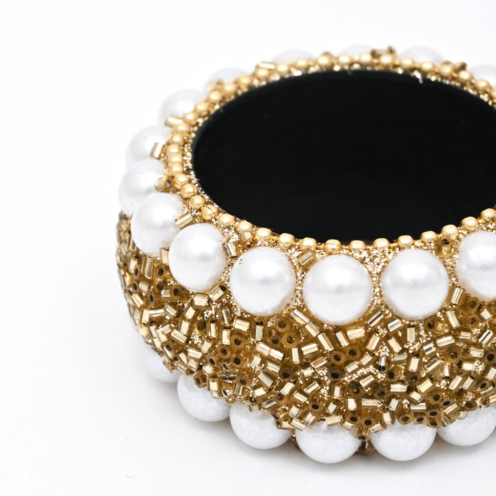 Gold Beaded Napkin Rings – Set of 4 for Table Décor