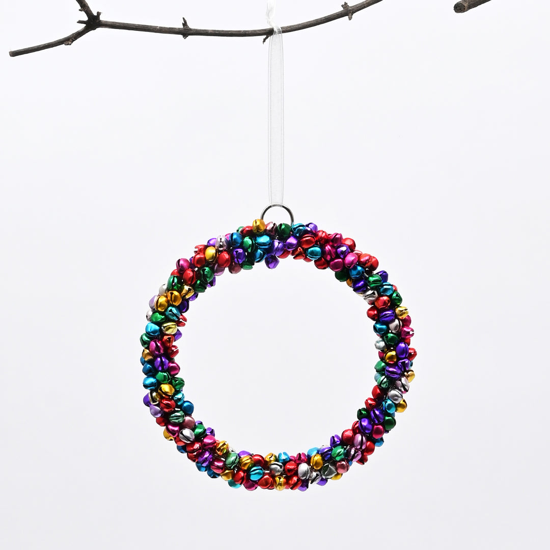 Multicolour Beaded Wreath Christmas Hanging Ornament