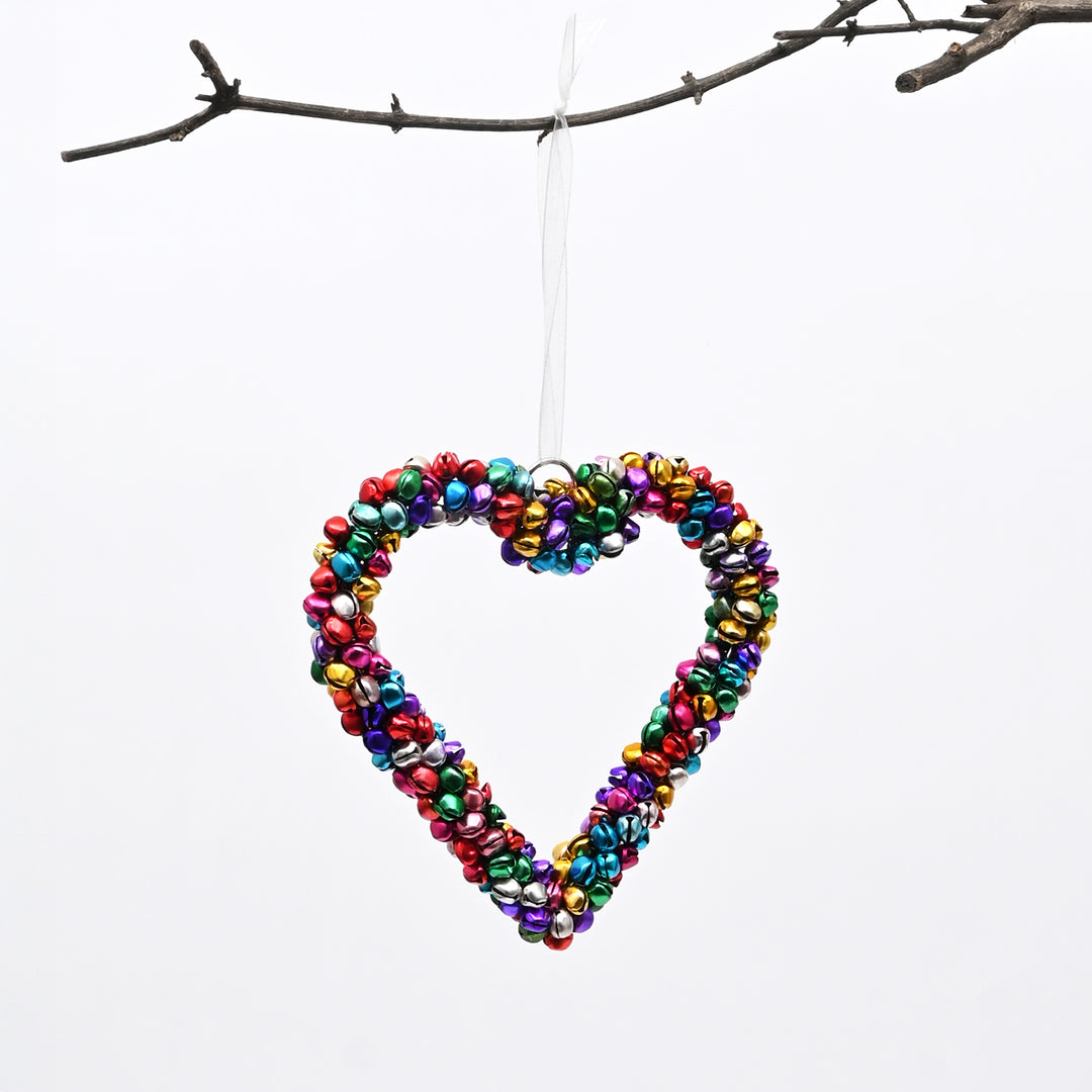 Multicolour Beaded Heart Christmas Hanging Ornament