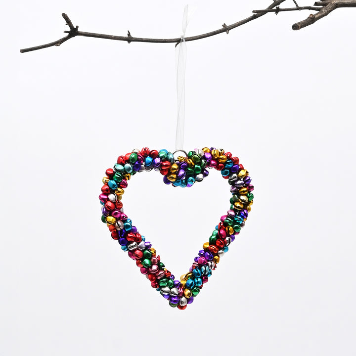 Multicolour Beaded Heart Christmas Hanging Ornament
