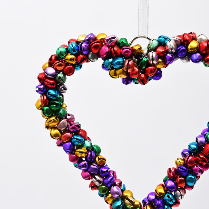 Multicolour Beaded Heart Christmas Hanging Ornament