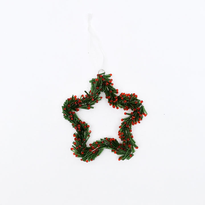 Title: Beaded Star Christmas Hanging Wreath Ornament