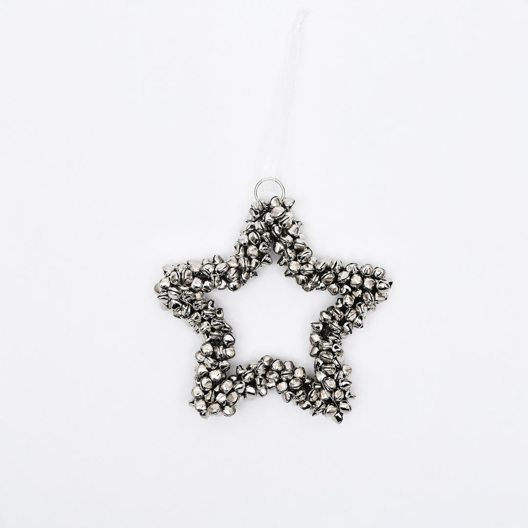 Silver Beaded Star Hanging Ornament