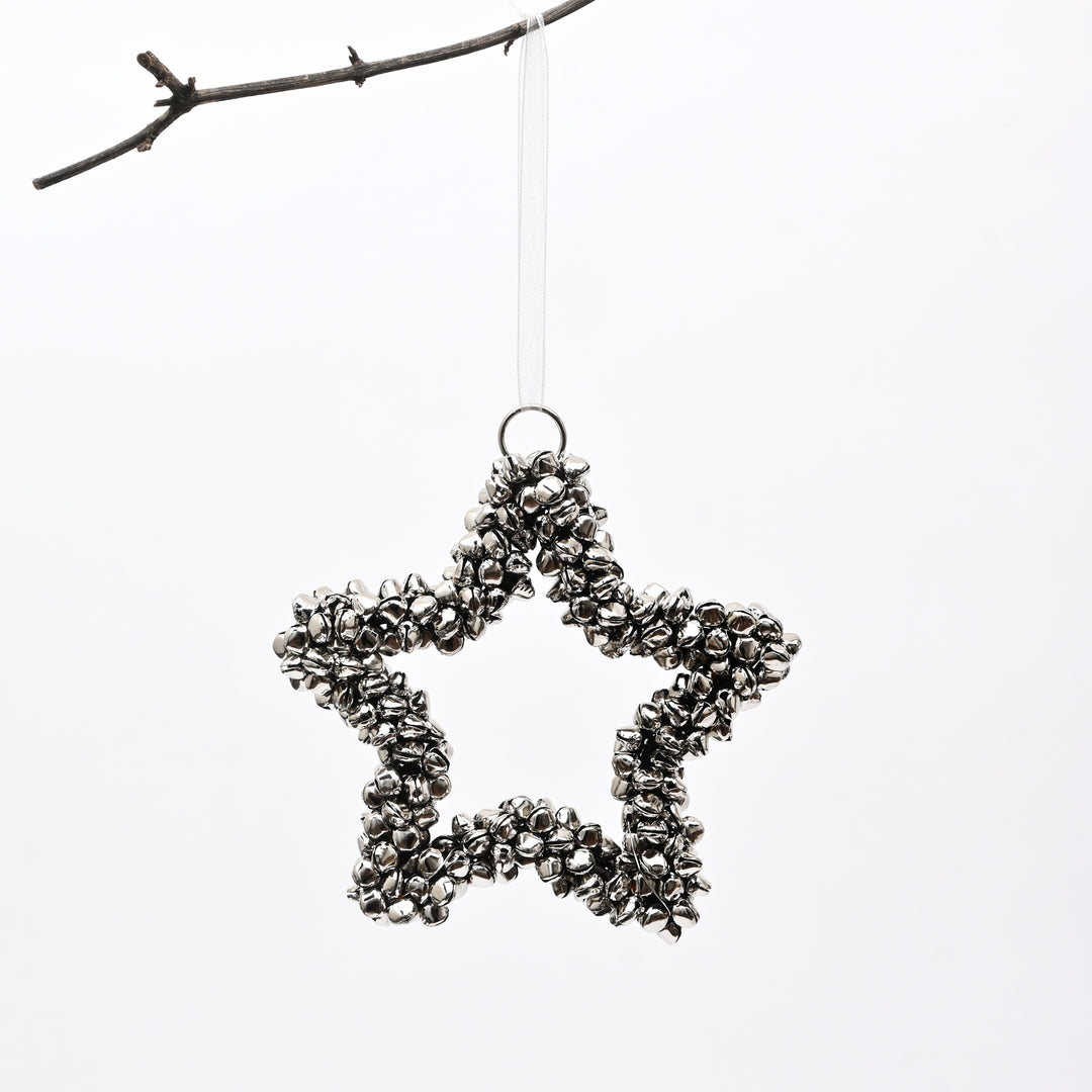 Silver Beaded Star Hanging Ornament