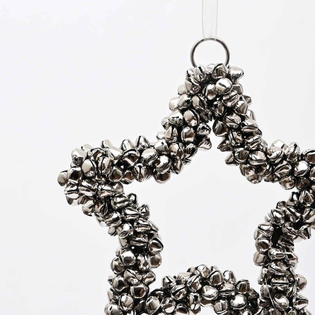 Silver Beaded Star Hanging Ornament