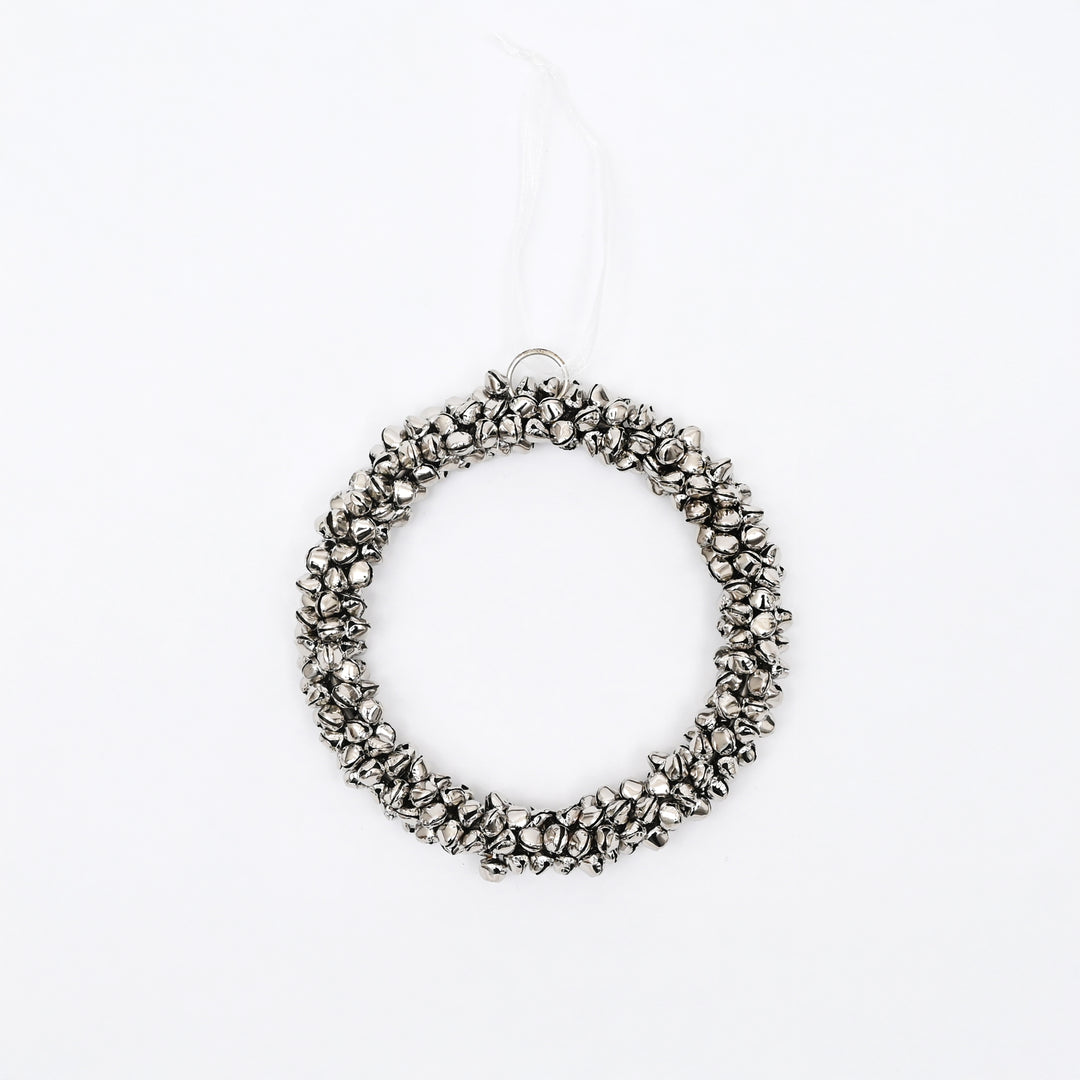 Silver Beaded Christmas Wreath Hanging Ornament