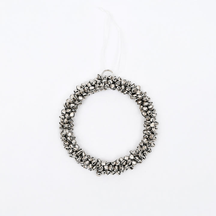 Silver Beaded Christmas Wreath Hanging Ornament