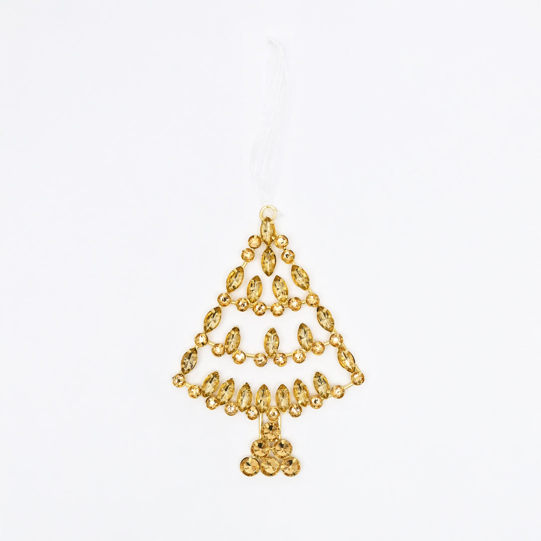 Gold & Silver Beaded Tree Christmas Hanging Ornament