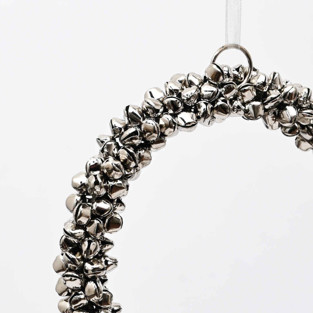 Silver Beaded Christmas Wreath Hanging Ornament