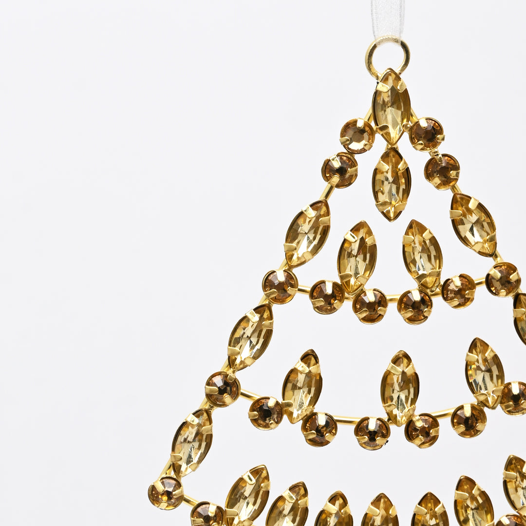 Gold & Silver Beaded Tree Christmas Hanging Ornament