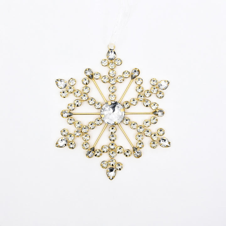 Gold & Silver Beaded Snowflake Christmas Hanging Ornament
