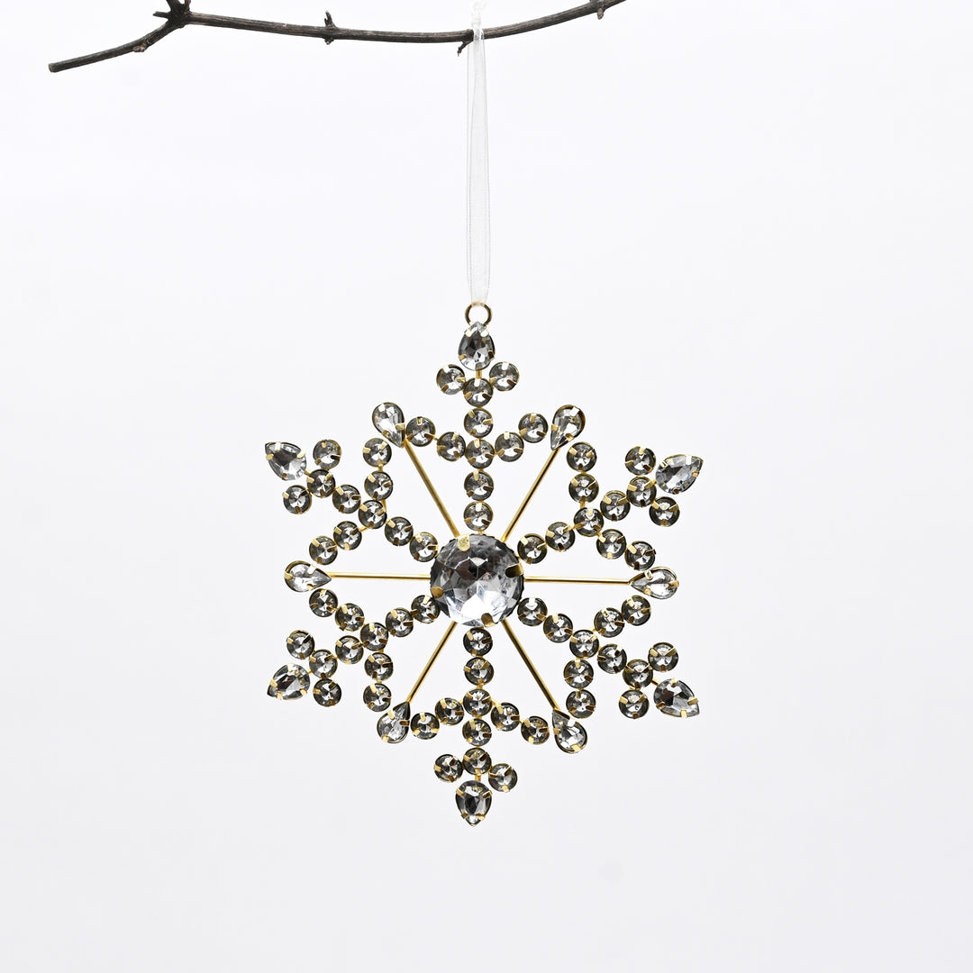 Gold & Silver Beaded Snowflake Christmas Hanging Ornament