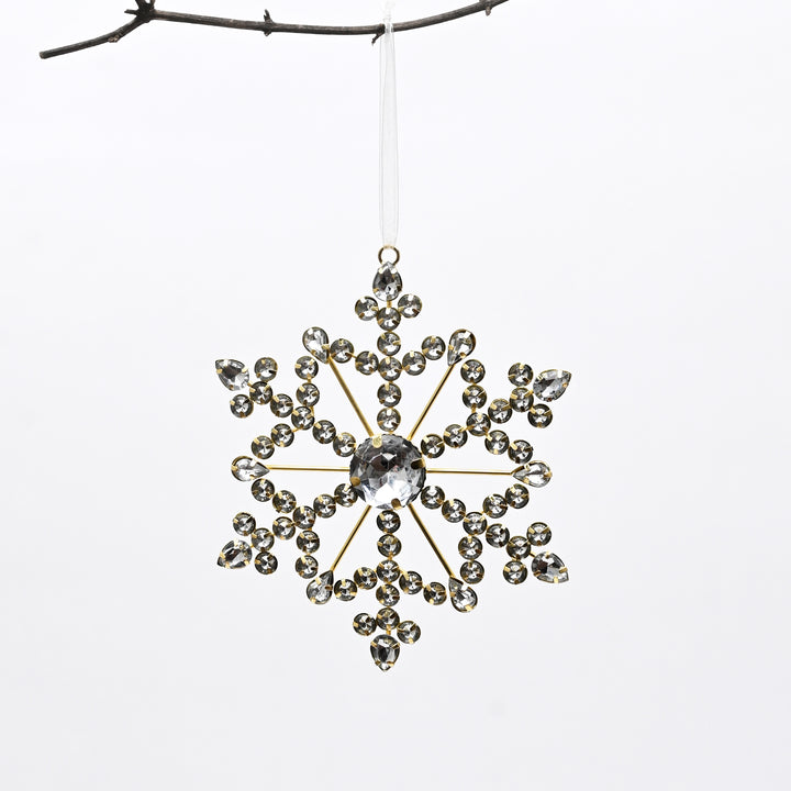 Gold & Silver Beaded Snowflake Christmas Hanging Ornament