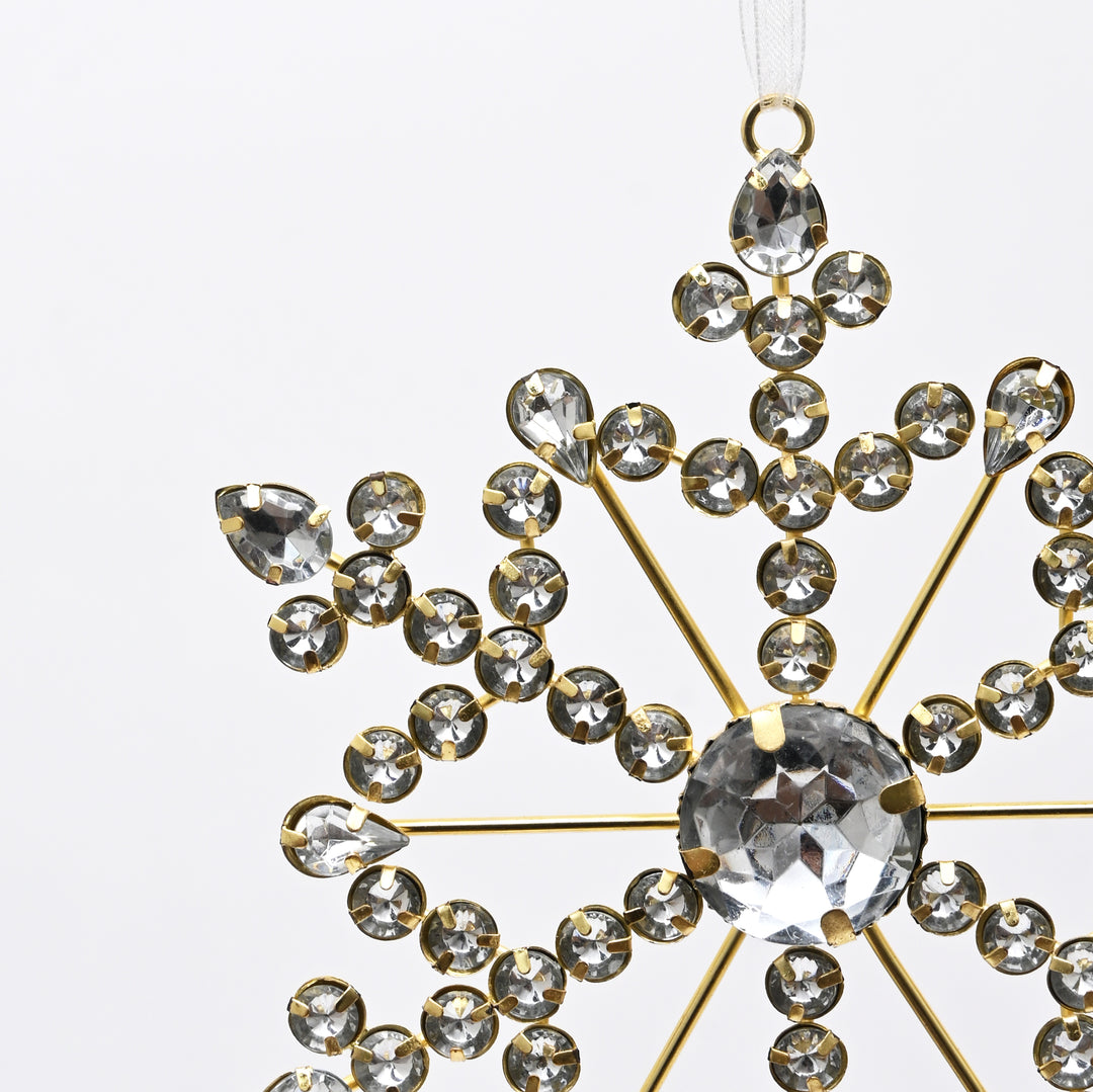 Gold & Silver Beaded Snowflake Christmas Hanging Ornament