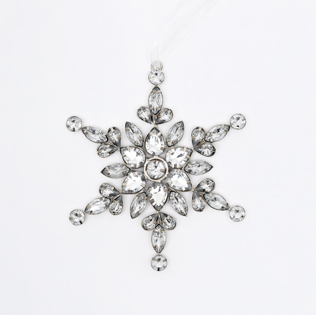 Silver Stone Snowflake Christmas Hanging Ornament