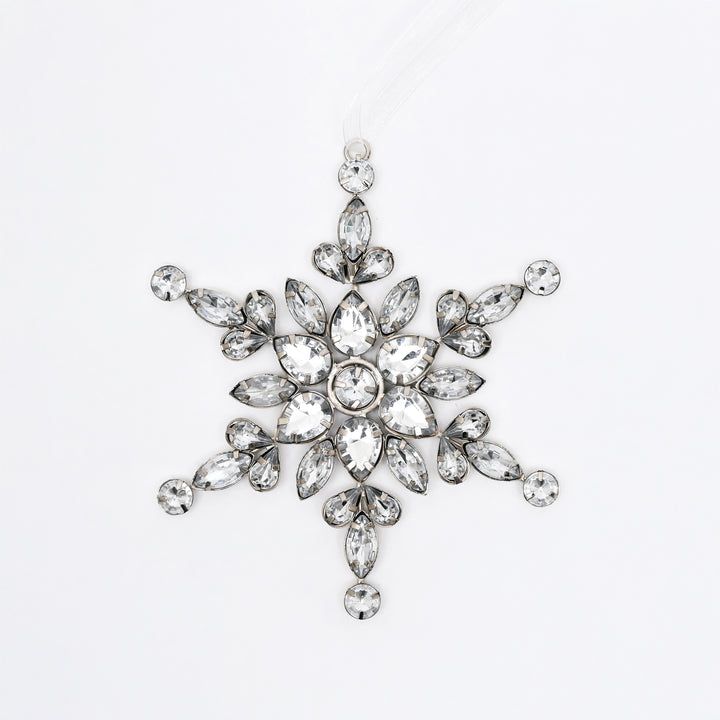 Silver Stone Snowflake Christmas Hanging Ornament