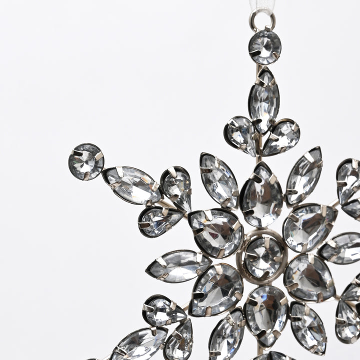 Silver Stone Snowflake Christmas Hanging Ornament