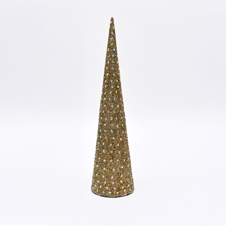 Gold Mosaic Decorative Cone Sculpture – 18 cm
