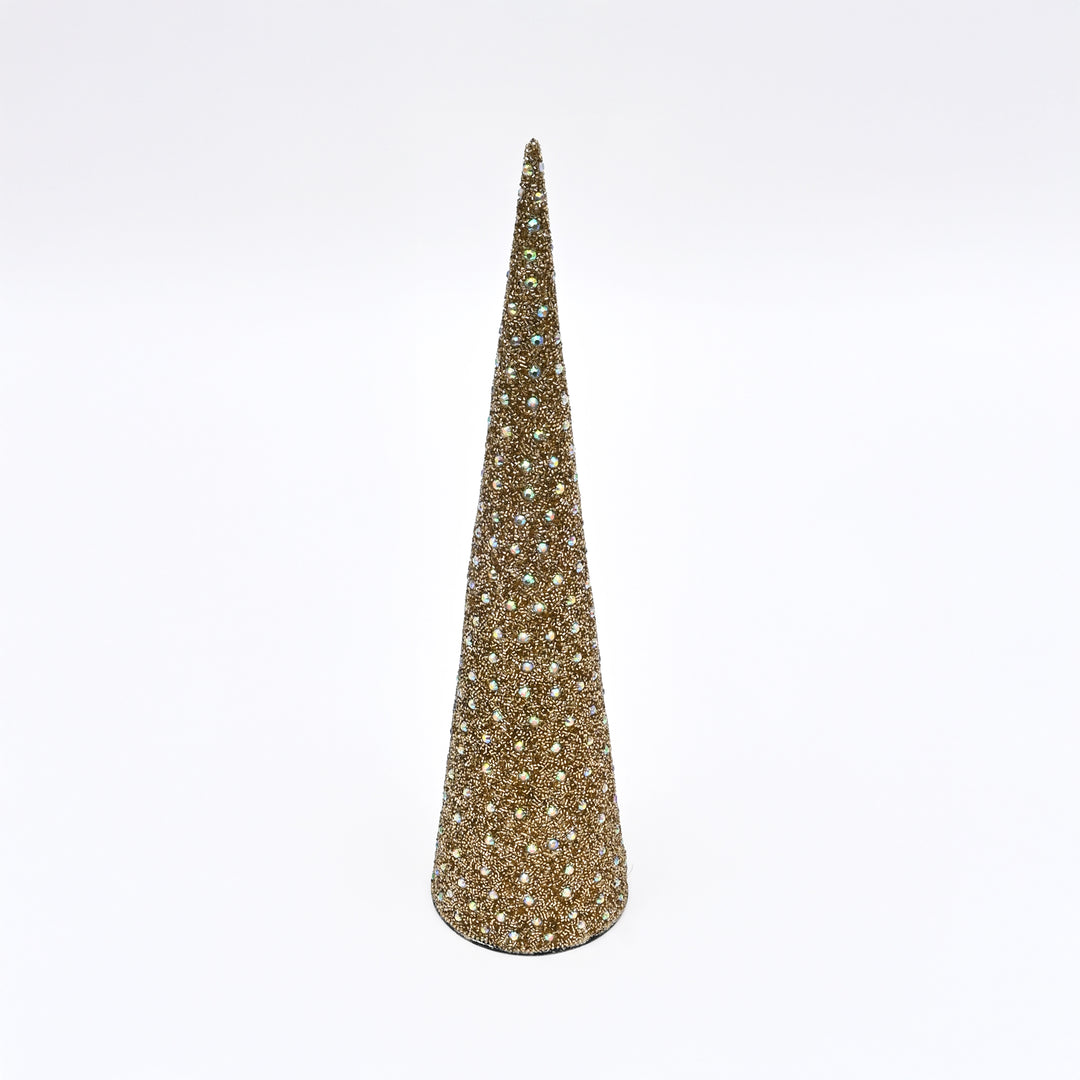Gold Mosaic Decorative Cone Sculpture – 18 cm