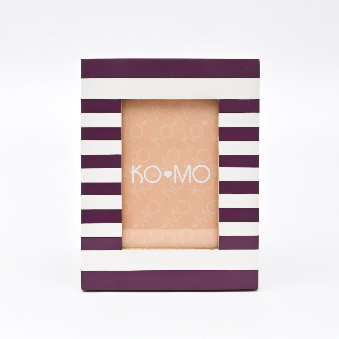 Purple Striped Resin Photo Frame 4x6 Inch Modern Tabletop