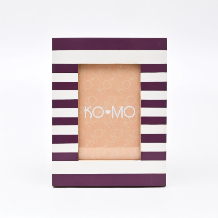 Purple Striped Resin Photo Frame 4x6 Inch Modern Tabletop