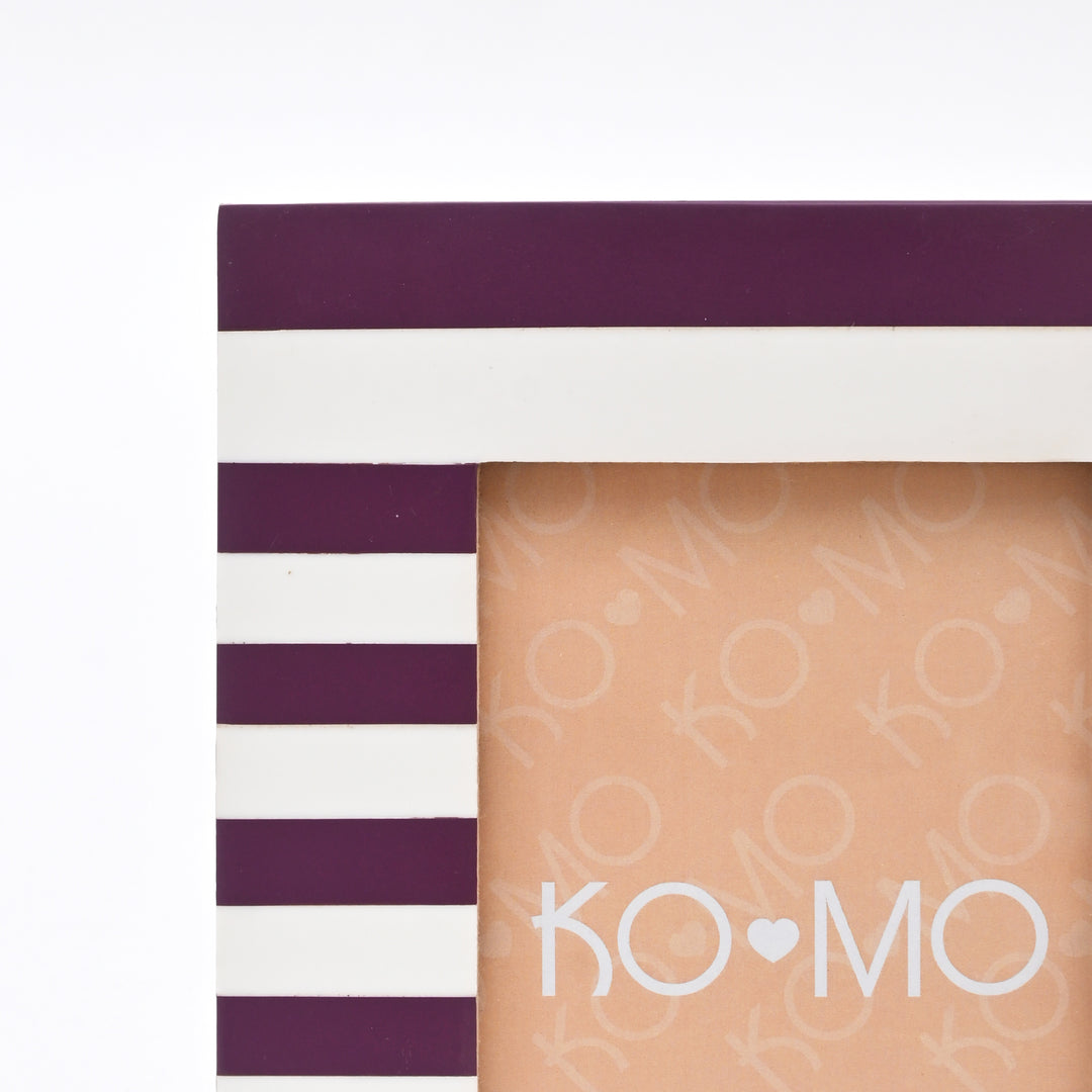 Purple Striped Resin Photo Frame 4x6 Inch Modern Tabletop