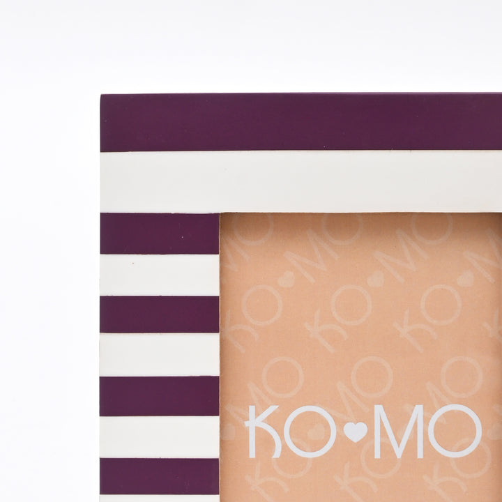 Purple Striped Resin Photo Frame 4x6 Inch Modern Tabletop