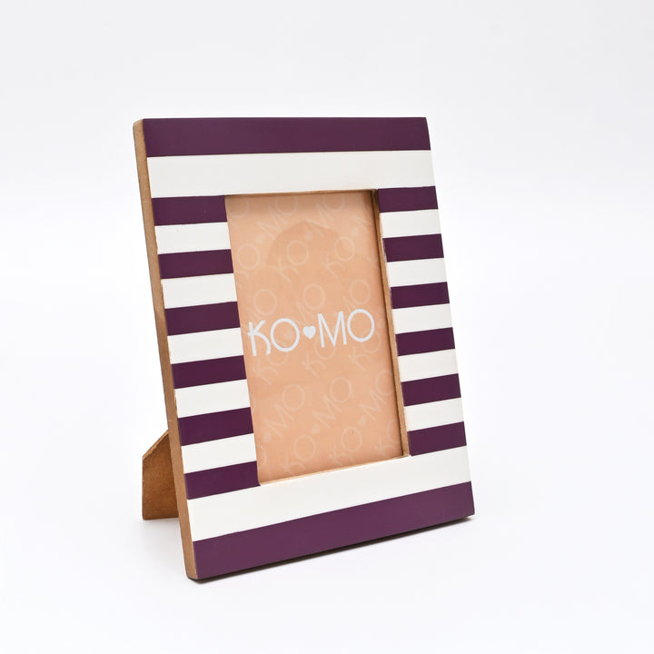 Purple Striped Resin Photo Frame 4x6 Inch Modern Tabletop