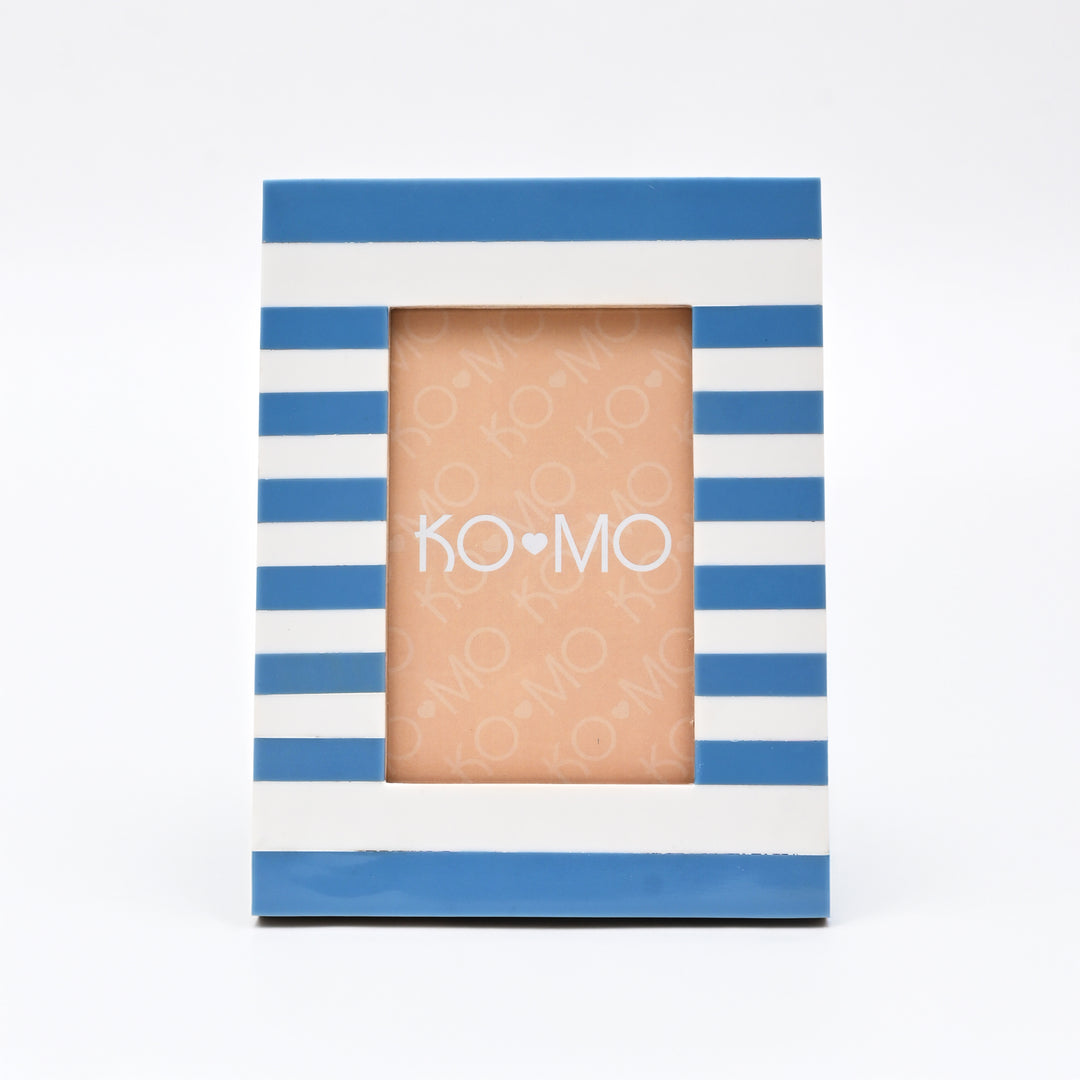 Blue Striped Resin Photo Frame 4x6 Inch Modern Tabletop