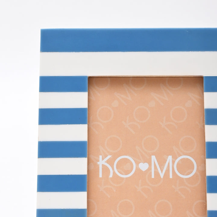 Blue Striped Resin Photo Frame 4x6 Inch Modern Tabletop