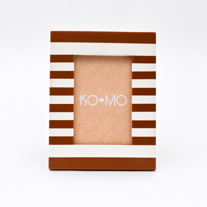 Brown Striped Resin Photo Frame 4x6 Inch Modern MDF Décor