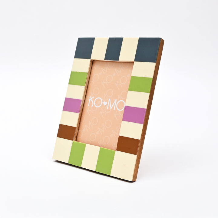 Checkered Resin Photo Frame 4x6 Inch Modern Glossy Décor