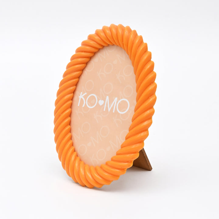 Orange Terrazzo Oval Resin Photo Frame 4x6 Inch Glossy