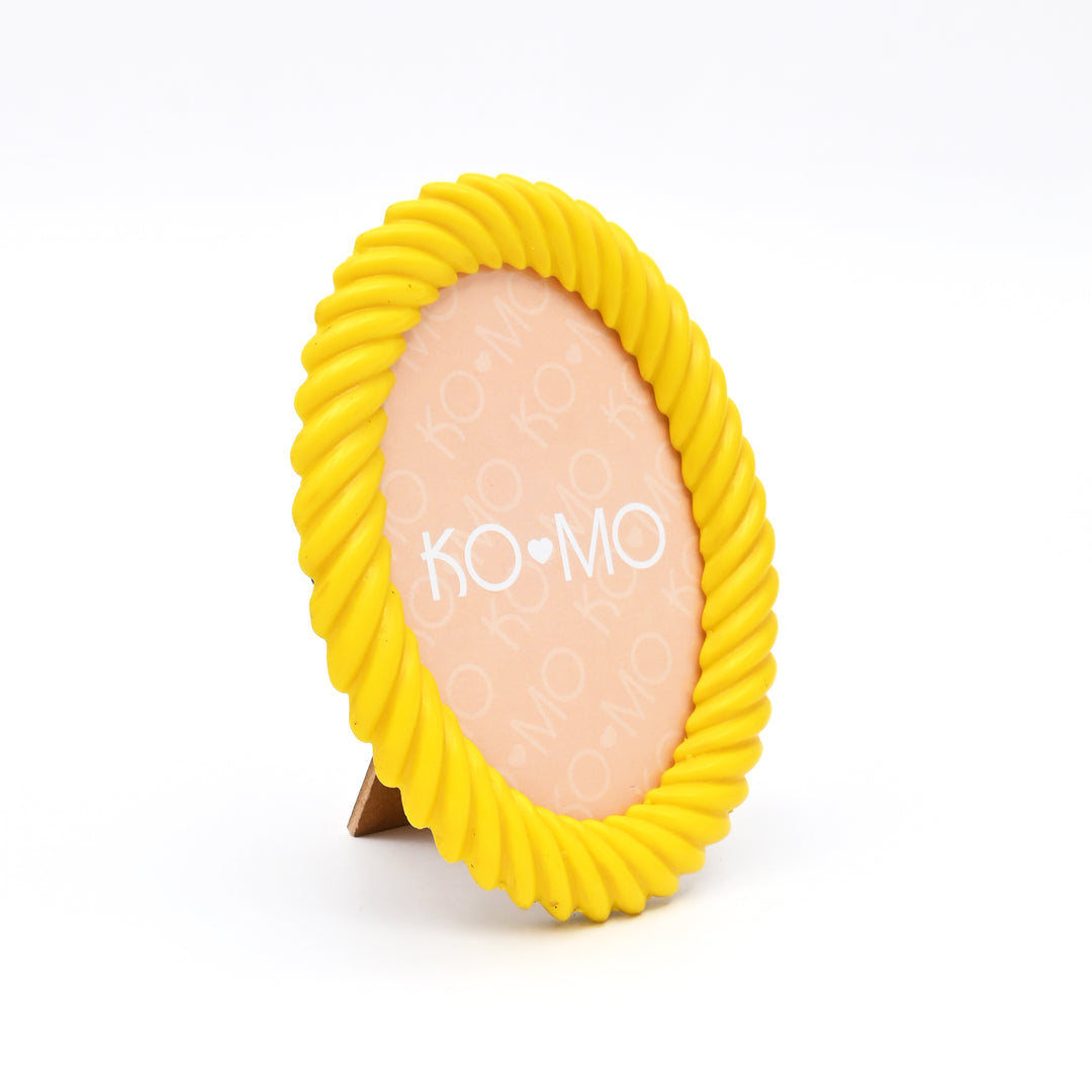 Yellow Terrazzo Oval Resin Photo Frame 4x6 Inch Glossy