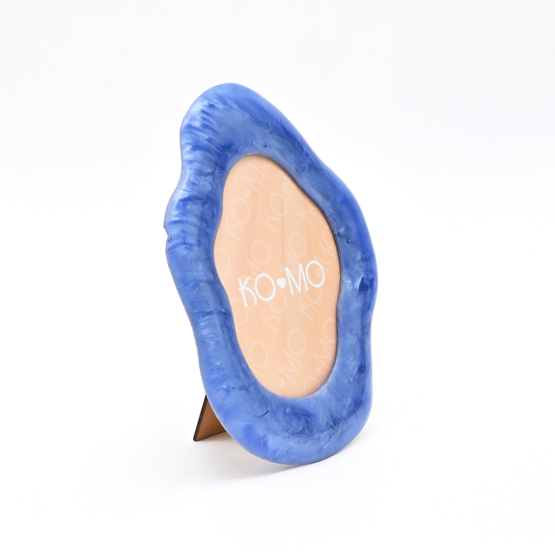 Blue Organic Shape Photo Frame 5x7 Inch Resin Décor