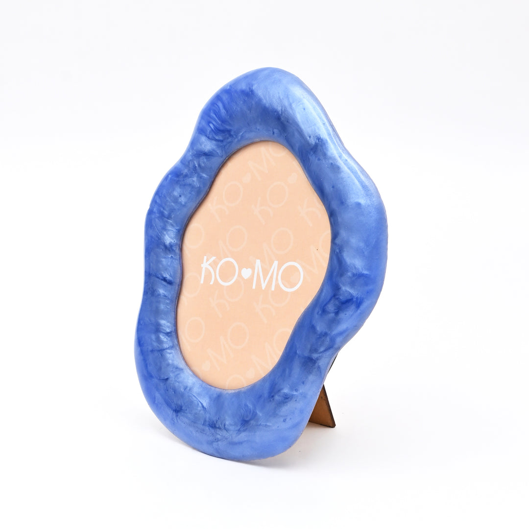 Blue Organic Shape Photo Frame 5x7 Inch Resin Décor