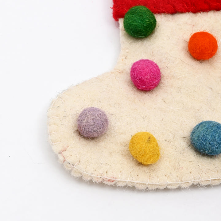 Mini Felt Christmas Stocking with Dots – Cream