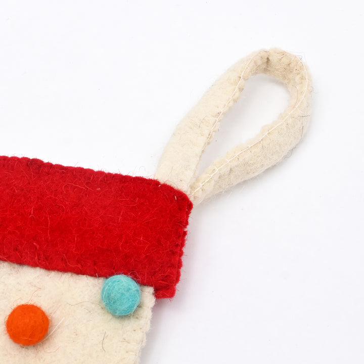 Mini Felt Christmas Stocking with Dots – Cream
