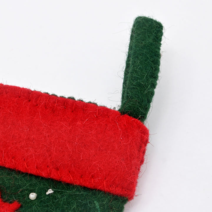 Mini Felt Christmas Stocking with Stars – Green