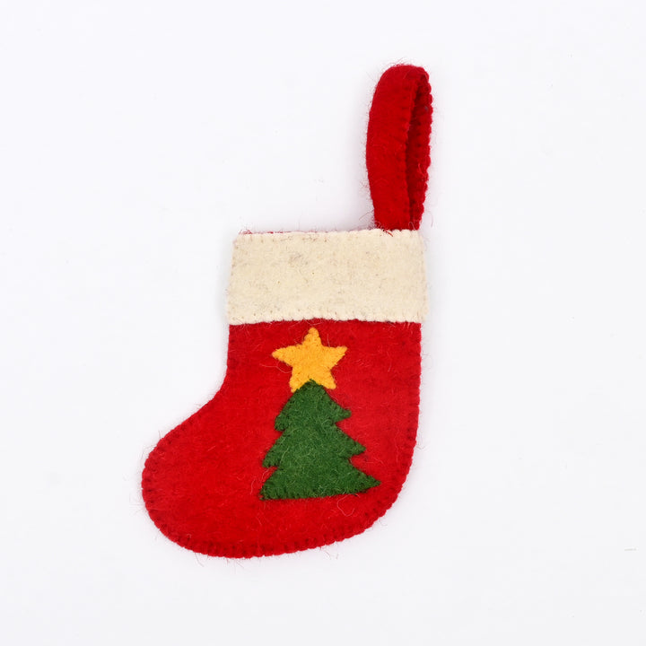 Mini Felt Christmas Stocking with Star – Red