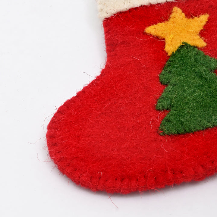 Mini Felt Christmas Stocking with Star – Red