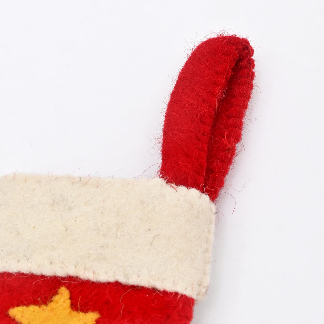 Mini Felt Christmas Stocking with Star – Red