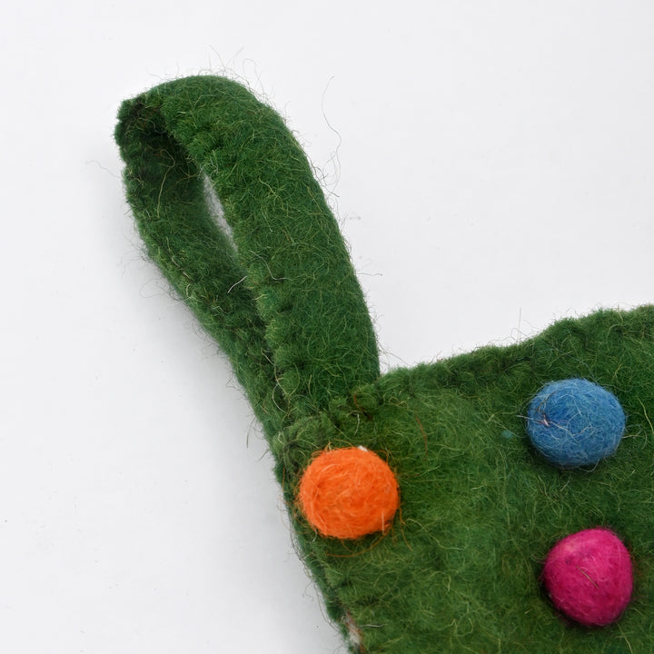 Mini Felt Christmas Stocking with Dots – Green