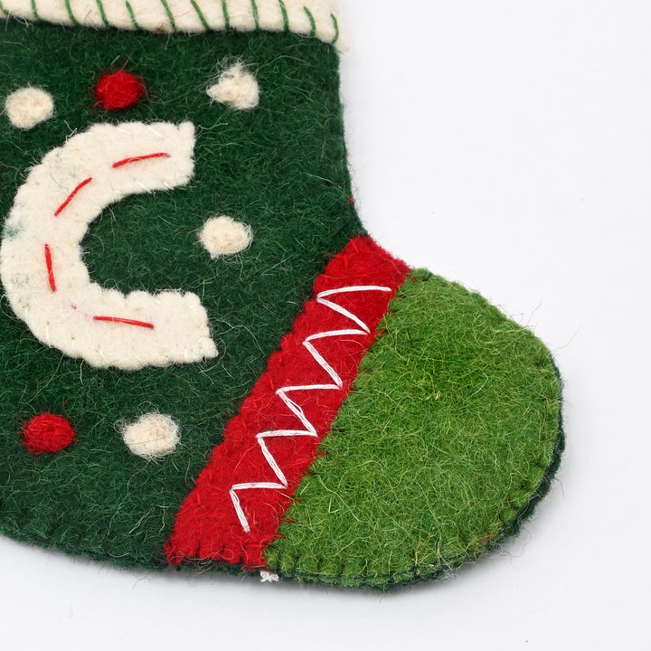 Mini Green Felt Santa Christmas Stocking