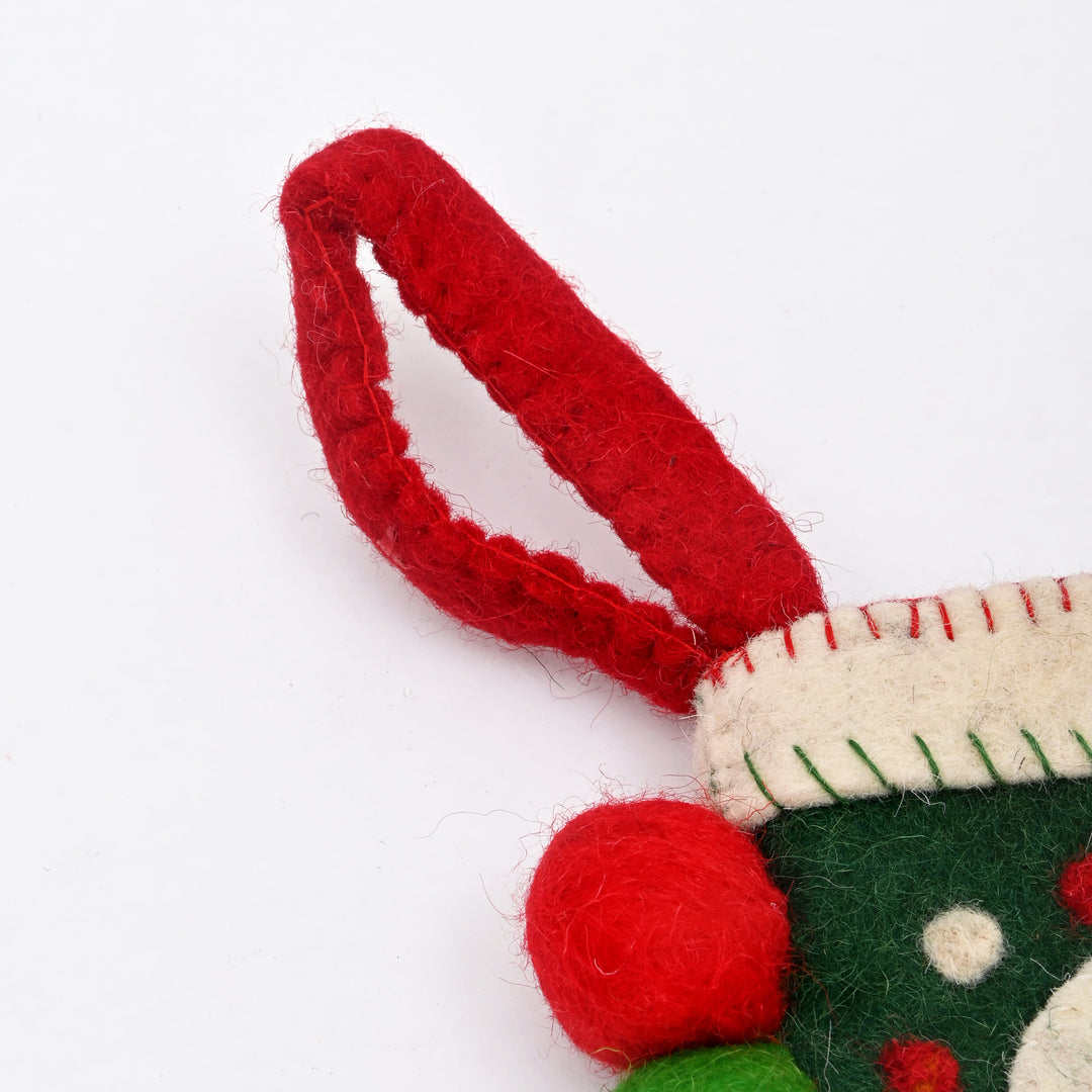 Mini Green Felt Santa Christmas Stocking