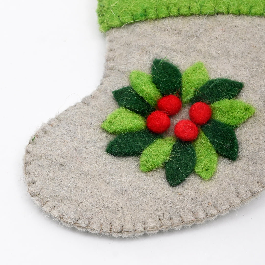 Mini Felt Christmas Stocking with Wreath